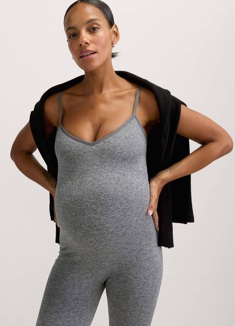Women's Maternity Basic Long Sleeve Contour Rib Unitard