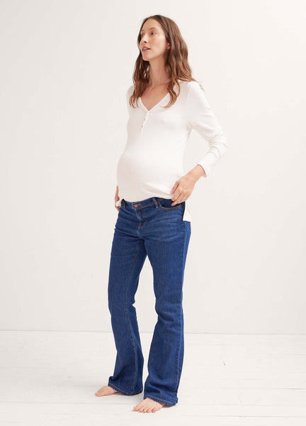 HATCH X CURRENT/ELLIOTT kick flare outlet crop maternity jeans in kyte 29