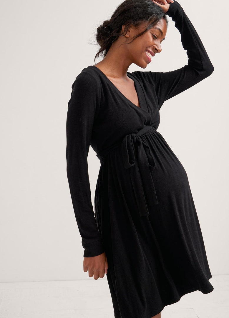 Buy Women Charcoal Black Denim Flared Wrap Dress - Global Republic