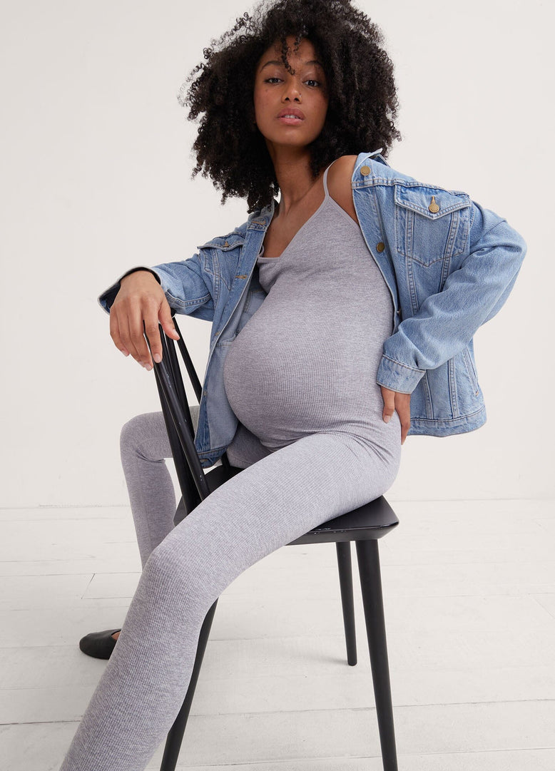 Pregnancy Leggings - Dark Gray Melange - Clothing