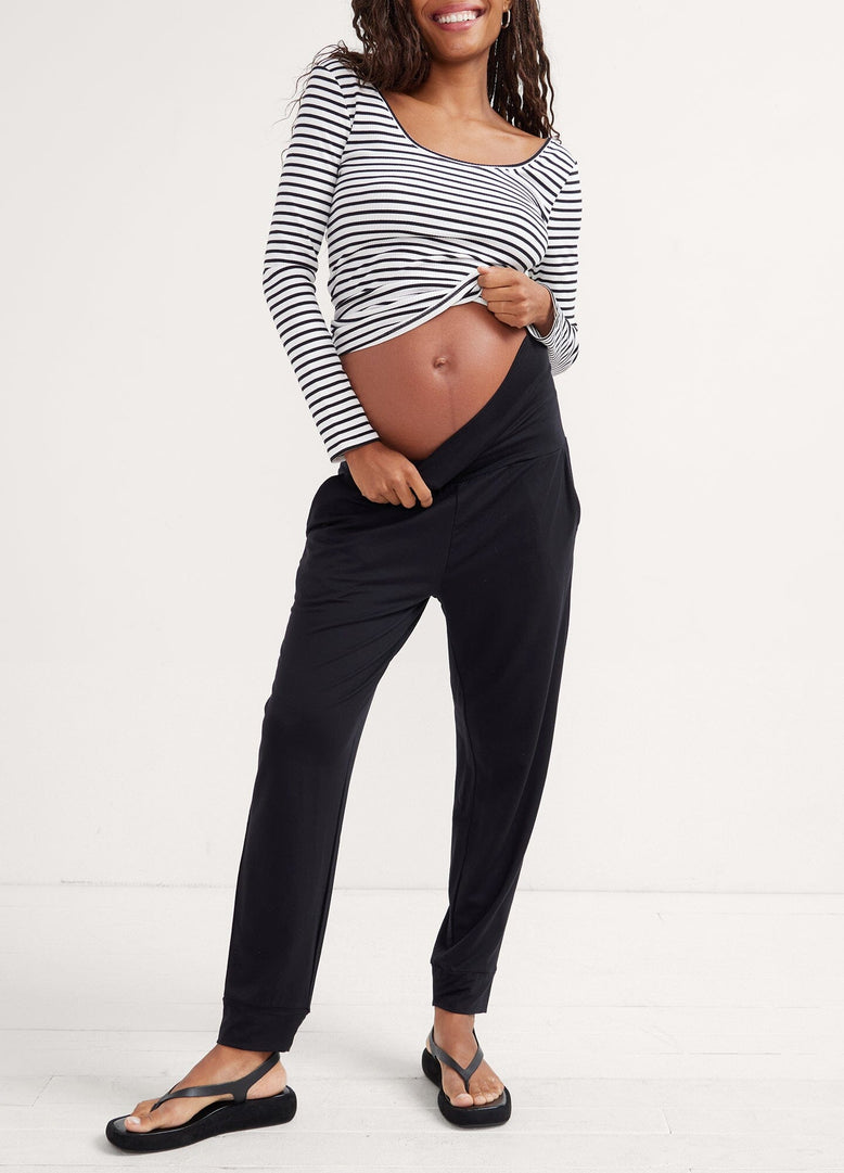 Black Maternity Work Trousers Straight Leg Sofia W050024 | Maternity & More  | Maternity Wear | Nursing Wear