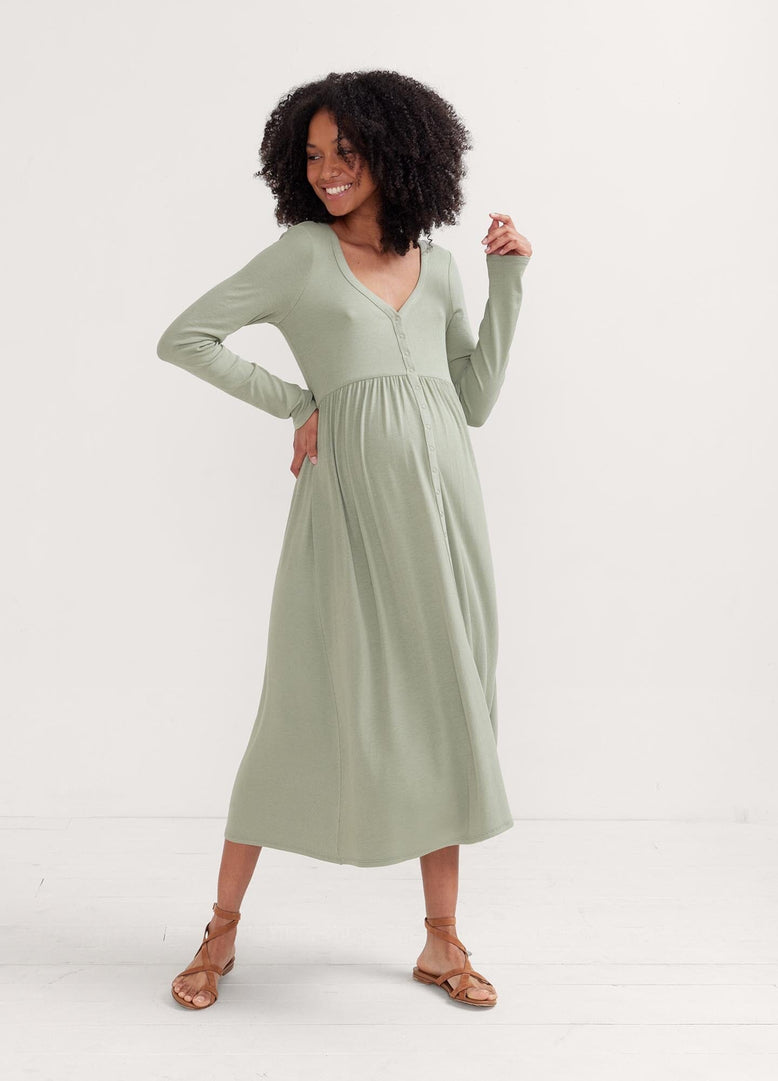 Ribbed maternity tank dress with nursing access
