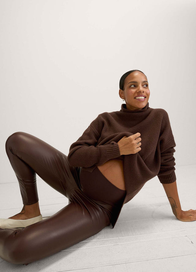 Chocolate Brown Freya Leather Look Leggings – Love Lisa