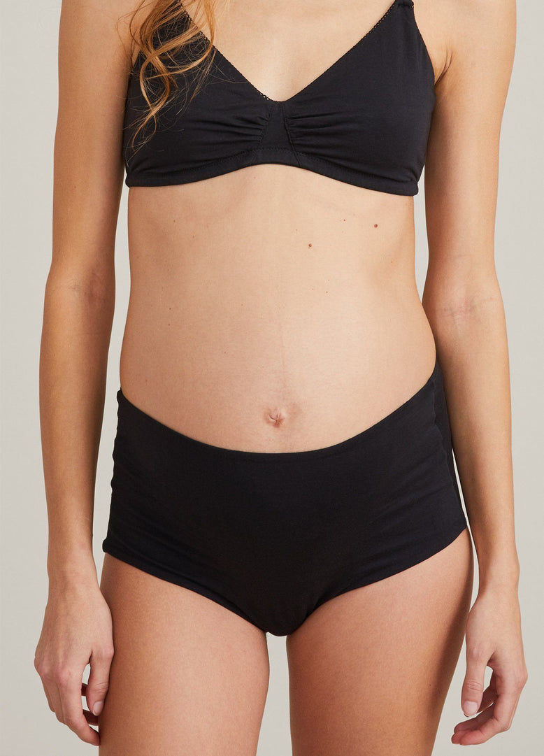 Lindex super soft nylon blend barely-there lace over the bump maternity  brief in black - BLACK